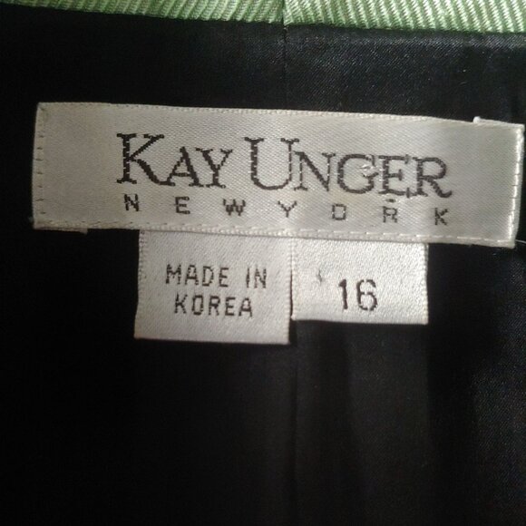 Kay Unger Mint Green 4 Button Blazer Jacket Pockets Silk Blend 16 - Picture 12 of 12